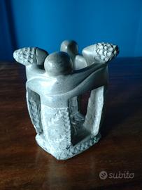 Scultura shona in pietra famiglia in abbraccio