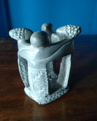 Scultura shona in pietra famiglia in abbraccio