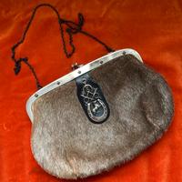 Borsa vintage il pelle pelliccia cavallino clutch