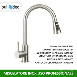 Buildec miscelatore cucina doccetta 3 getti inox