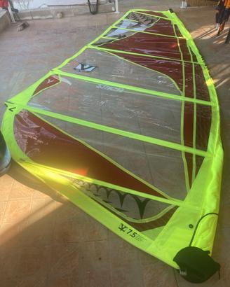 Vela windsurf Vandal 7.5 con albero e piede