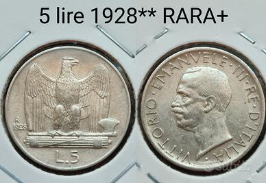 5 lire 1928** Rara+