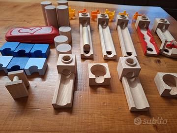 pista biglie in legno