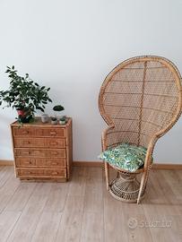 poltrona pavone in vimini e bambù 