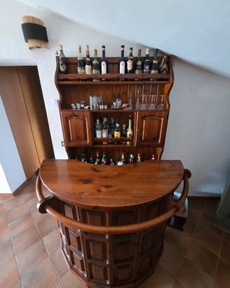 Postazione bar / bancone bottigliera legno di noce