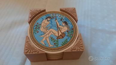 6 sottobichieri greci con scene erotiche