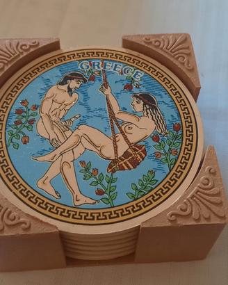 6 sottobichieri greci con scene erotiche