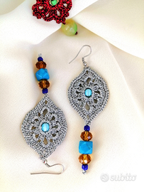 Orecchini color argento crochet bijoux donna