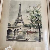 Coppia acquarelli originali parigini