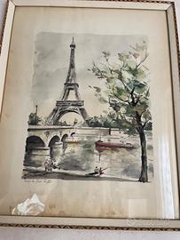 Coppia acquarelli originali parigini