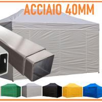Gazebo acciaio 4cm 3x4,5 impemeabile mercato fiera