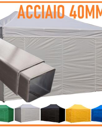 Gazebo acciaio 4cm 3x4,5 impemeabile mercato fiera