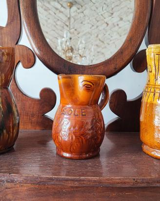 Tre antiche brocche Pugliesi Grottaglie ceramica