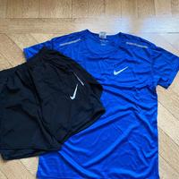 Completo Nike Running Maglia blu  + Shorts neri