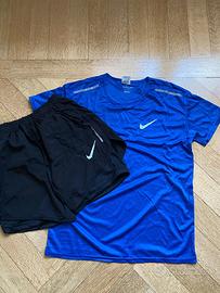 Completo Nike Running Maglia blu  + Shorts neri