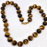 Collana unisex marrone in Occhio di Tigre 12 mm