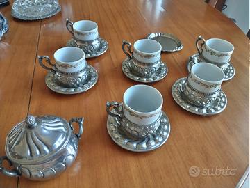 servizio da caffè peltro 95 e ceramica bavarese 