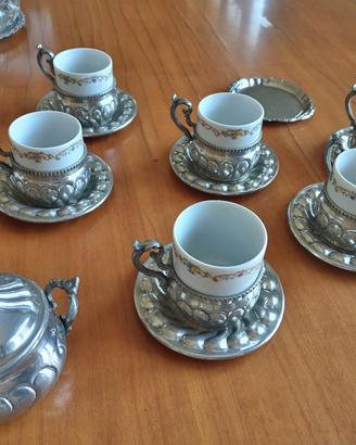 servizio da caffè peltro 95 e ceramica bavarese 