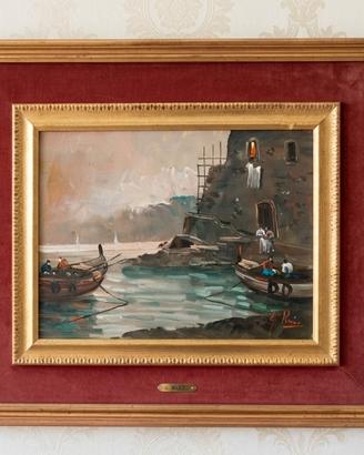 Dipinto a olio Costiera napoletana firmato G.Rizzo