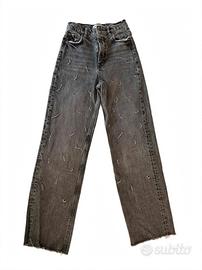 Zara Jeans 34 Straight Nero Sbiadito