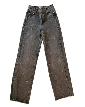 Zara Jeans 34 Straight Nero Sbiadito