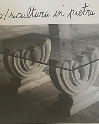Tavolino scultura in pietra di Vicenza bianca