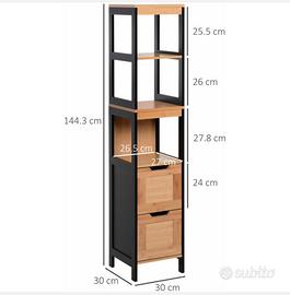 Mobile bagno con 2 cassetti e 3 vani aperti