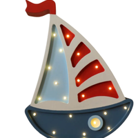 Two N Lampada Artigianale Legno Led Barca A Vela