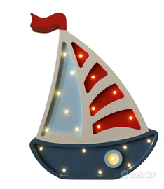 Two N Lampada Artigianale Legno Led Barca A Vela