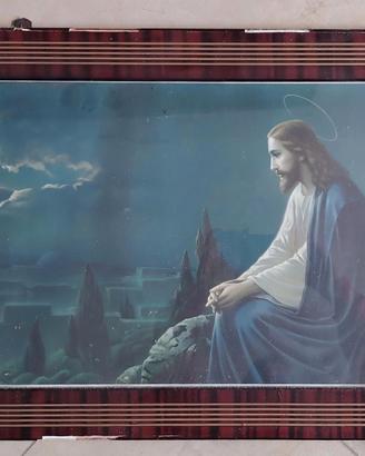 Cornice legno art deco stampa cristianesimo religi