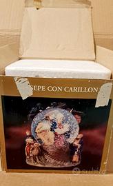 Palla Natale Neve Presepe Carillon Galileo Vintage