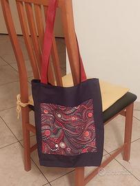 Borsa "Tote Bag" nera, Hand Made in cotone.