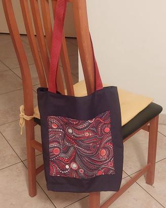 Borsa "Tote Bag" nera, Hand Made in cotone.