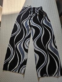 Pantaloni a fantasia onde nero ecru grigio