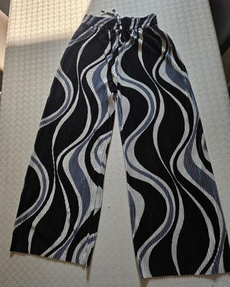 Pantaloni a fantasia onde nero ecru grigio