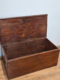 Baule Antico Legno Massello Fine 800 Cassapanca Ru