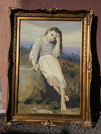 Quadro dipinto olio su tela di bambina