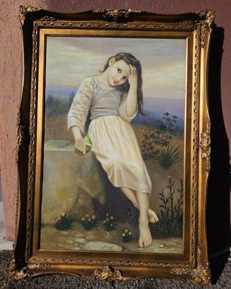 Quadro dipinto olio su tela di bambina