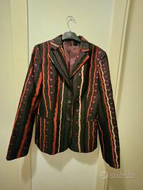 Giacca blazer vintage a righe e fiori - Taglia 44 