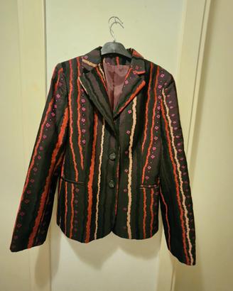 Giacca blazer vintage a righe e fiori - Taglia 44 