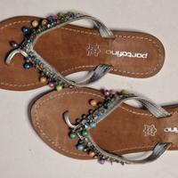 Infradito Portofino pelle argento, N.37