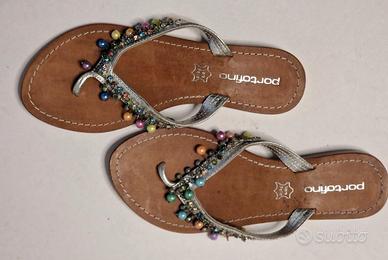 Infradito Portofino pelle argento, N.37