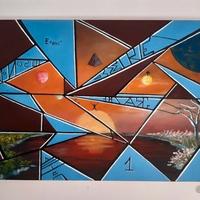 Dipinto Geometrico Moderno con simboli