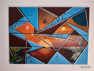 Dipinto Geometrico Moderno con simboli