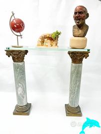 COPPIA COLONNE ANTICHE IN MARMO CON CAPITELLI IN B