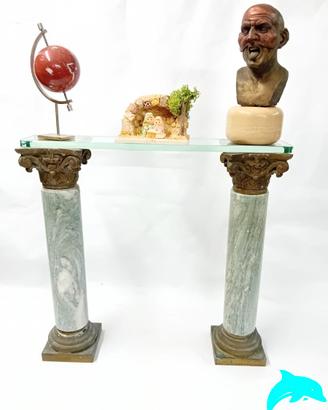 COPPIA COLONNE ANTICHE IN MARMO CON CAPITELLI IN B