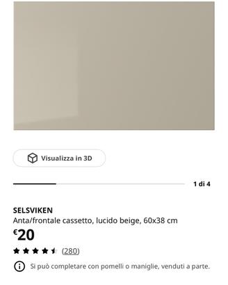 4pz. Anta ikea SELSVIKEN beige 60x38cm
