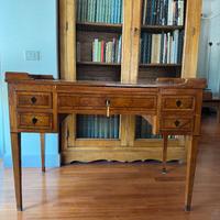 Scrivania scrittoio intarsiata 5 cassetti