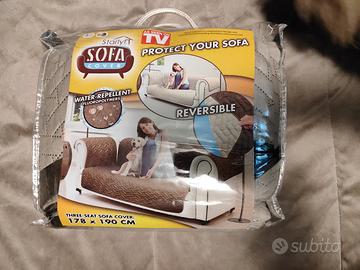 copridivano beige marrone reversibile