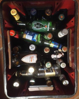 Collezione di bottiglie di birra